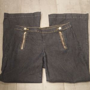 Dark denim, wide leg trouser